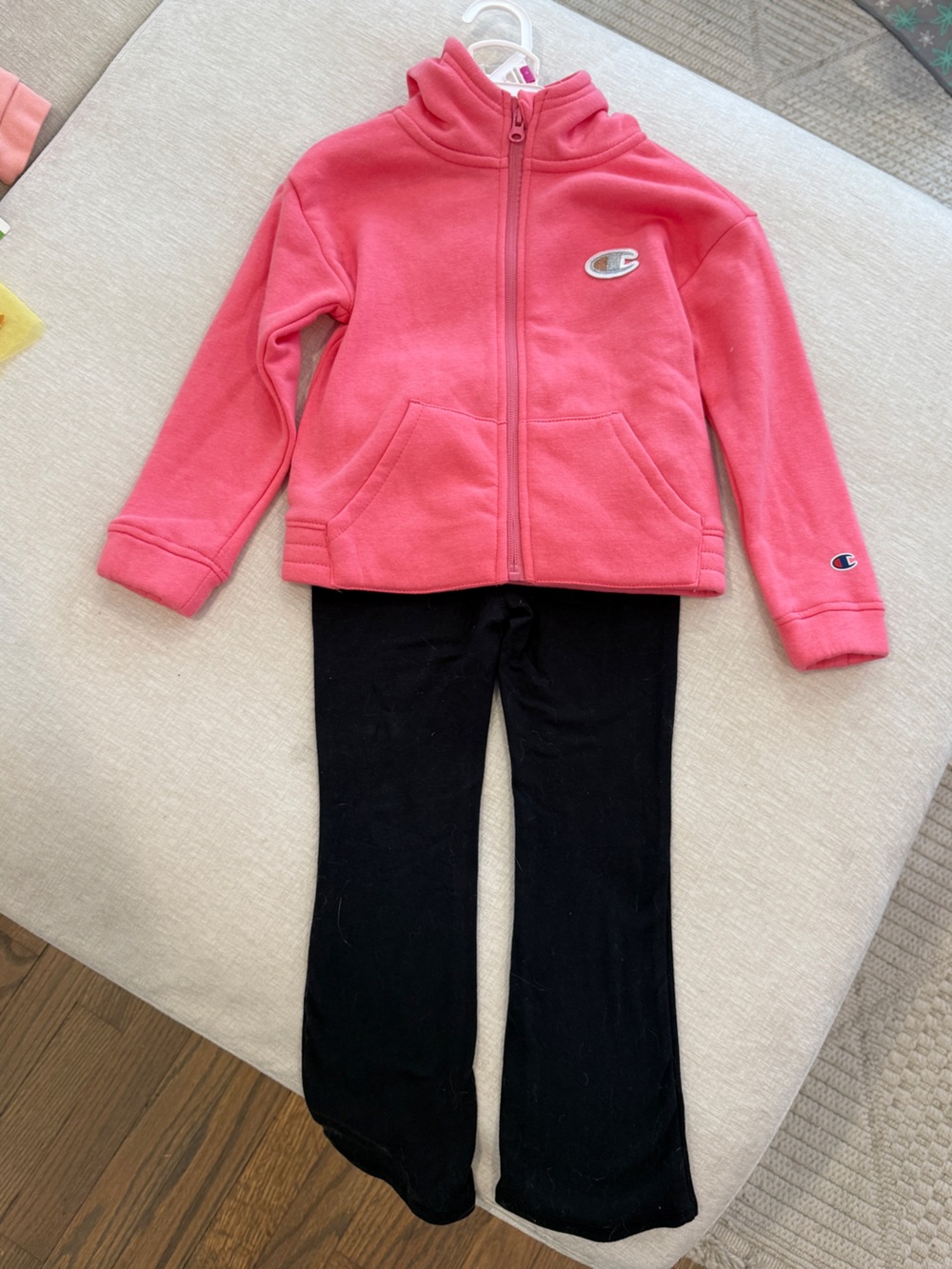Champion Pink Fleece Zip Jacket with Black Kids Leggings